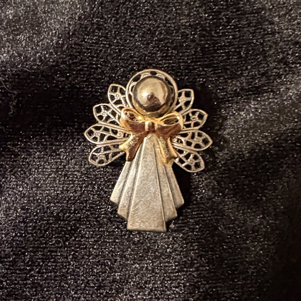Vintage Silver and Gold Angel Pin